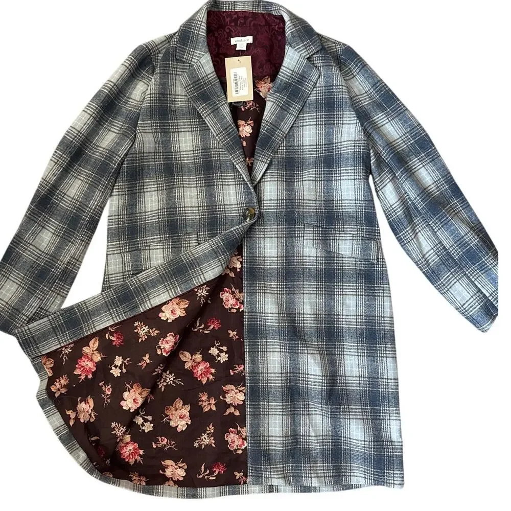 Sundance Annie Fall Plaid Long‎ Coat Multicolor Size Large Petite